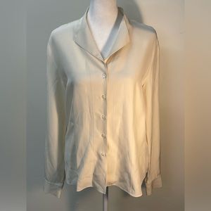 Lafayette 148 New York Womens Top Size 6 100% Silk Ivory White Blouse